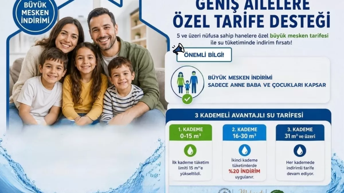 Hatay'da geniş ailelere özel su tarifesi düzenlemesi
