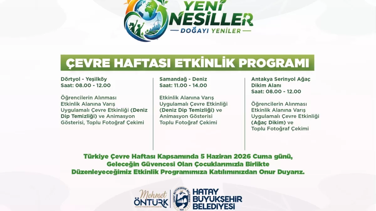 Hatay'da Çevre Haftası'nda öğrenciler fidan dikti, deniz temizledi